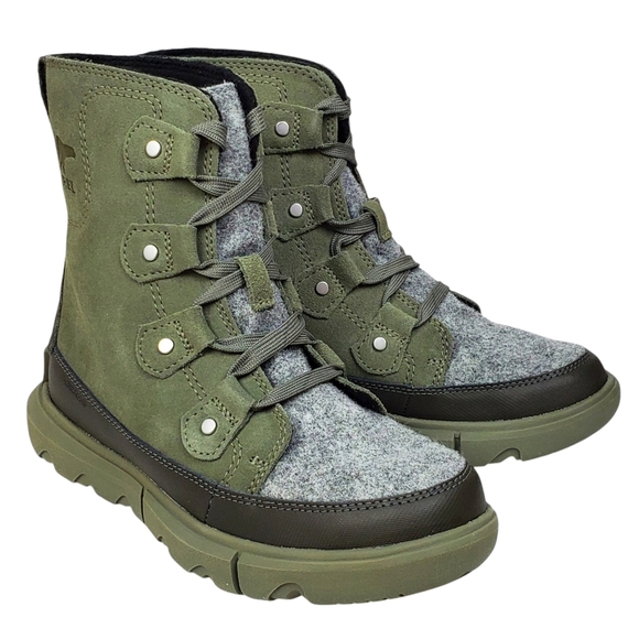 NWB Sorel explorer next Joan waterproof boots stone green lace insulated suede - Picture 6 of 16